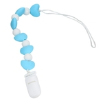 Silicone chupeta Cadeia Beads coração Baby dentição brinquedo mordedor Clipe Corda Anti-lost (azul)