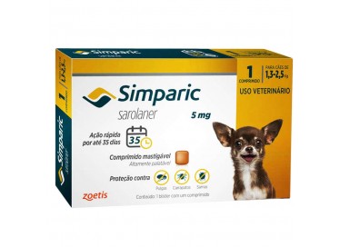 Simparic 5mg Anti Pulga e Carrapato Cães de 1,3 a 2,5kg 3 Comprimidos - Zoetis