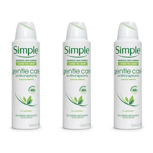 Simple Glente Care Desodorante Aerosol Feminino 150ml (kit C/03)