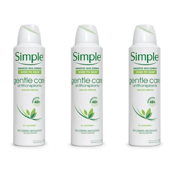 Simple Glente Care Desodorante Aerosol Feminino 150ml (Kit C/03)