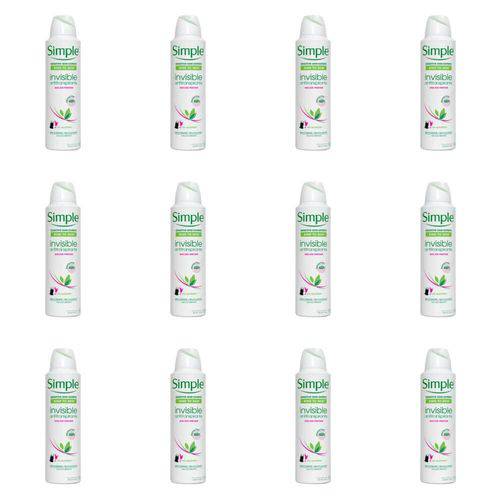 Simple Invisible Desodorante Aerosol S/ Perfume Feminino 150ml (kit C/12)