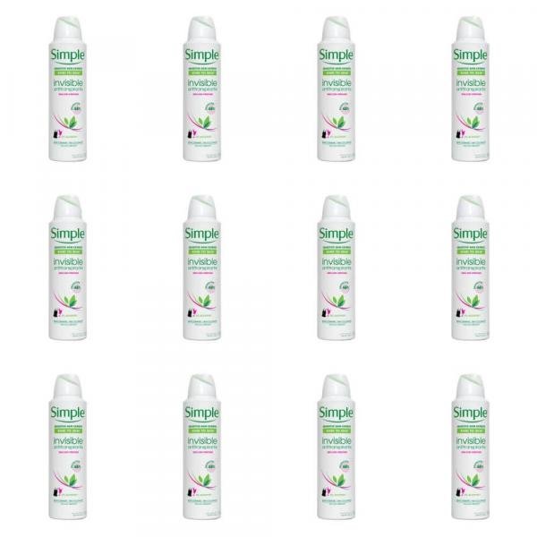 Simple Invisible Desodorante Aerosol S/ Perfume Feminino 150ml (Kit C/12)