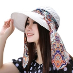 Simples Mulheres colorida Gauze destacável Hat compactáveis ¿¿Cap Pára-sol (bege)