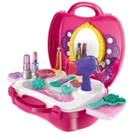 Simular Dresser Cosméticos Caixa de armazenamento com alça Beauty Set Toy para Crianças Meninas