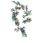 Gostar Simular Eucalyptus Leaves Rattan com Rose para o fundo de casamento decoração da parede