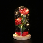 Simular Rose USB com sombra de vidro Table Top LED Night Light para decoração Valentine