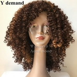 Sintética moda Brown Afro Kinky Curly Perucas Sexy BOB Cabelo Curto Peruca para a demanda Negras Y