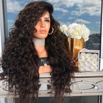 Synthetic Wigs Women Big Wave Wig Headgear Fashion Dark Brown Split Length Curly Chemical Fiber Hair Wig 65cm