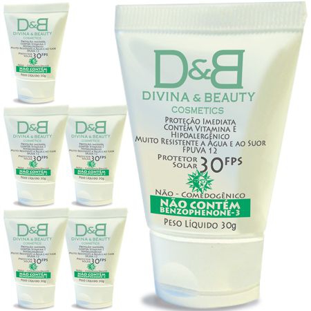Six Divina Beauty Protetor Solar Facial e Corporal FPS30 Vitamina e Hidratante 30g