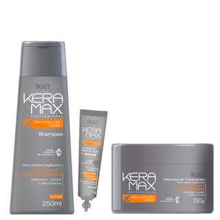 Skafe Keramax Reconstrução 1 Minuto Kit - Shampoo + Máscara + Ampola Grátis Kit