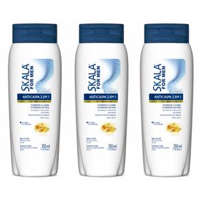 Skala Anticaspa 2em1 For Men Shampoo 350ml - Kit com 03