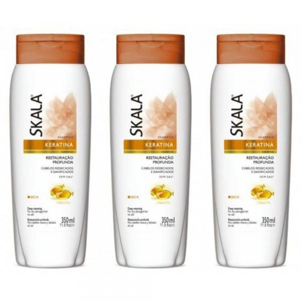 Skala Keratina Shampoo S/ Sal 350ml (Kit C/03)