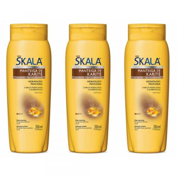Skala Manteiga de Karité Shampoo S/ Sal 350ml (Kit C/03)