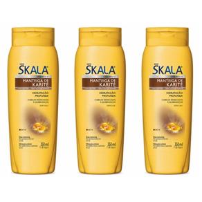 Skala Manteiga de Karité Shampoo se Sal 350ml - Kit com 03