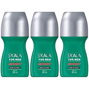 Skala Sport Desodorante Rollon For Men 60ml - Kit com 03