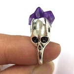 Skull Ring moda Men Womens Natural Pedra Com Roxo Gem Acessórios de Moda Haloween