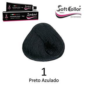 SOFTCOLLOR Perfect Formulated In Italy - Coloração Profissional - 1 PRETO AZULADO