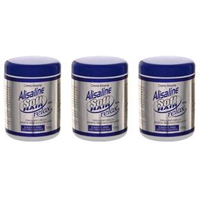 Softhair Alisaline Relax Creme Alisante Azul 130g - Kit com 03