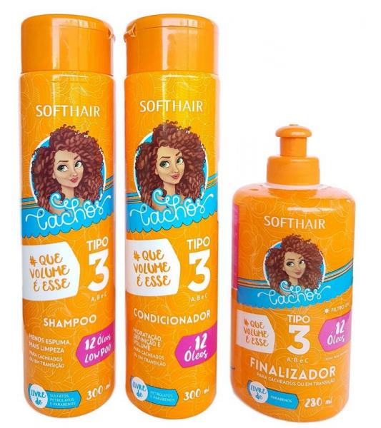 Softhair Kit Hidrata e Define Cachos Tipo 3abc que Volume é Esse - Soft Hair