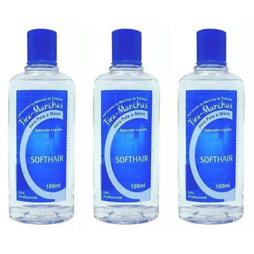 Softhair Tira Manchas Sabonete Líquido Azul 100ml (kit C/03)