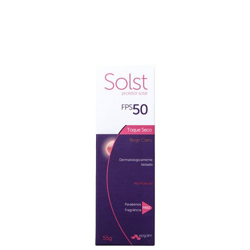 Solst Toque Seco Bege Claro Fps 50 Ppd 19.0 - Protetor Solar Facial 55g