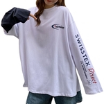 Loose Easy Matching Student Splicing Fake Two Pieces T-shirt Sweater Women