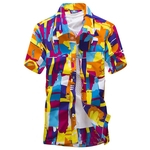 Solta Geometric Imprimir Homens shirt Tops secagem r¨¢pida de manga curta de praia masculino