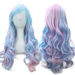 Soowee 70 centímetros longa Mulheres do cabelo Ombre a cores de alta temperatura Fibra Wigs Azul Rosa sintética peruca de cabelo cosplay Peruca Perucas
