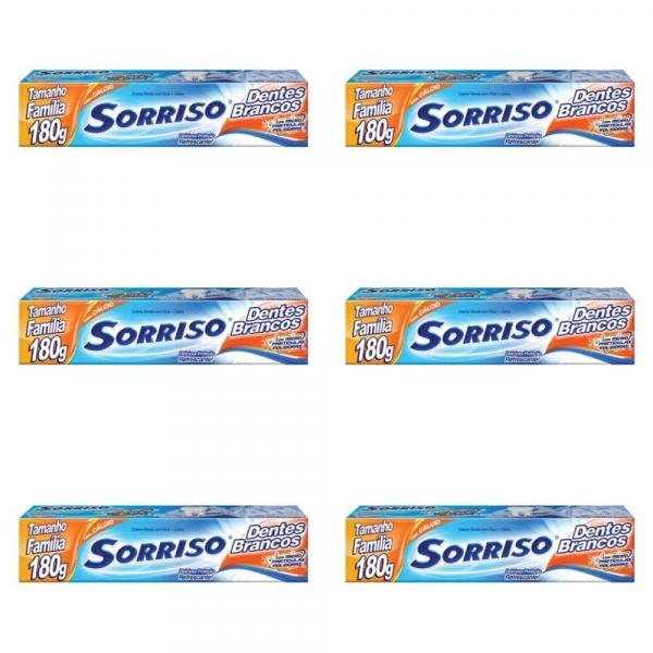 Sorriso Creme Dental Branco C/ Flúor 180g (Kit C/06)