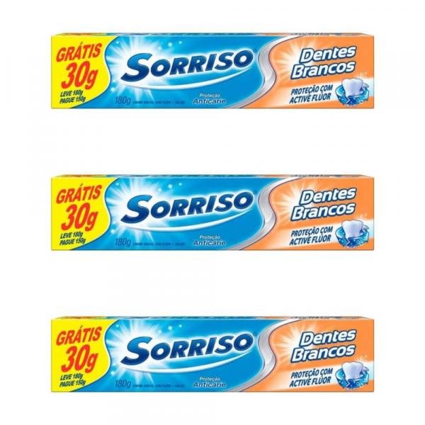 Sorriso Creme Dental Branco C/ Flúor 180g (Kit C/03)