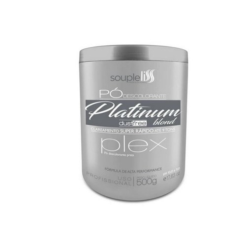 Souple Liss Pó Decolorante Platinum Prata Dust Free Plex 500gr