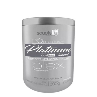 Souple Liss Pó Descolorante Platinum Blond Plex Dust Free 500g - T - Loja