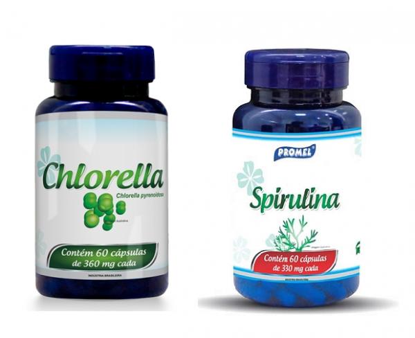 Spirulina 60 Cápsulas 330mg + Chlorella (clorela ) 60 Caps 330 Mg (promel )