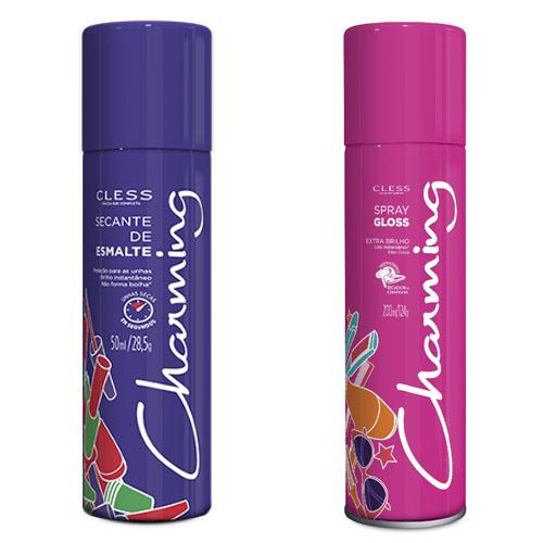 Spray Fixador para Cabelos Charming Gloss 200ml e Secante de Esmalte Charming 50ml - Cless