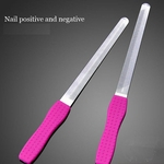 Stainless Steel Nail File Manicure Tools Double Sides Buffing Stick Silicone Handle