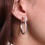 Sterling Silver Pedrinhas Círculo Ear Pandent brincos de diamantes por Mulheres