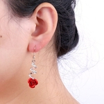Strass Embutidos Rose Flower Spiral Dangle Women Hook Earrings Jewelry Gift