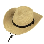 Straw Feito Stylish Cowboy Hat Praia Chapéu de Sol por Mulheres