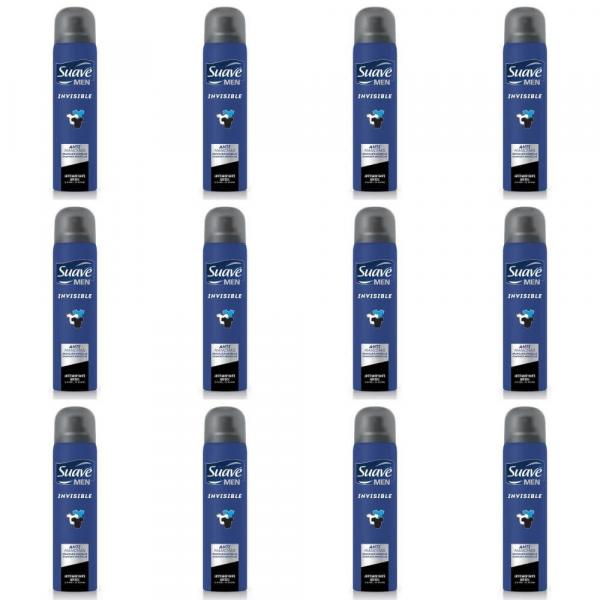 Suave Invisible Desodorante Aerosol Masculino 88g (Kit C/12)