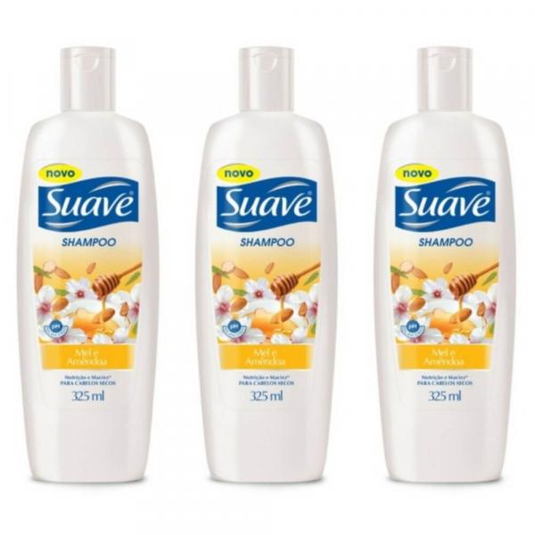 Suave Mel e Amêndoas Shampoo 325ml (Kit C/03)