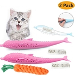 Suave silicone Mint gato Peixe Toy Pet Cat Teether de Silicone Pet Grams Toy 2Pack