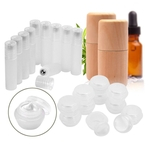 10 Pcs frasco transparente Eye Cream com 2pcs de madeira Garrafa Óleo Essencial e 10pcs 5ML Roll-on garrafa