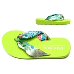 Summer Woman Silk Ribbon Middle Heels Flip Flops Platform Wedges Beach Shoes