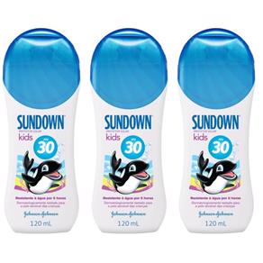 Sundown Fps30 Kids Protetor Solar 120ml - Kit com 03