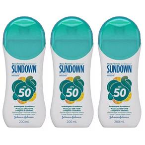 Sundown Fps50 Protetor Solar 200ml - Kit com 03