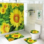 Sunflower Shower Curtain Tapete Quatro pe?as de banho Mat Set