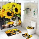 Sunflower Shower Curtain Tapete Quatro pe?as de banho Mat Set