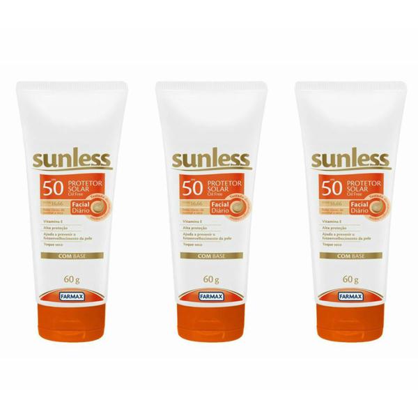 Sunless Fps50 Protetor Facial Base Bege 60g (Kit C/03)