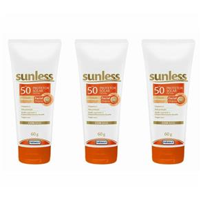 Sunless Fps50 Protetor Facial Base Bege 60g - Kit com 03