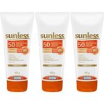 Sunless Fps50 Protetor Facial Base Bege Médio 60g (kit C/03)